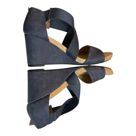 LifeStride Hayden Navy Blue Sandals Size 9 Wedge Heel Open Toe Ankle Strap - Picture 10 of 15